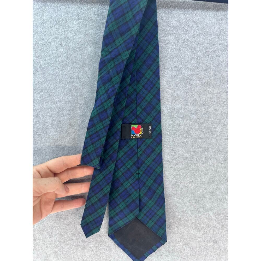Vintage Disney Mickey Unlimited Green & Blue Plaid Tie Micky Mouse Golfing 90s - Picture 2 of 7